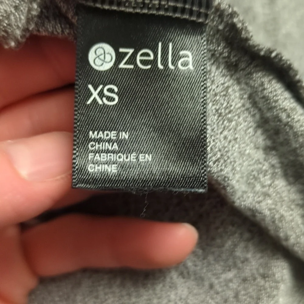 Zella Gray Longer Length Asymmetric Gathered Knit Long Sleeved Top